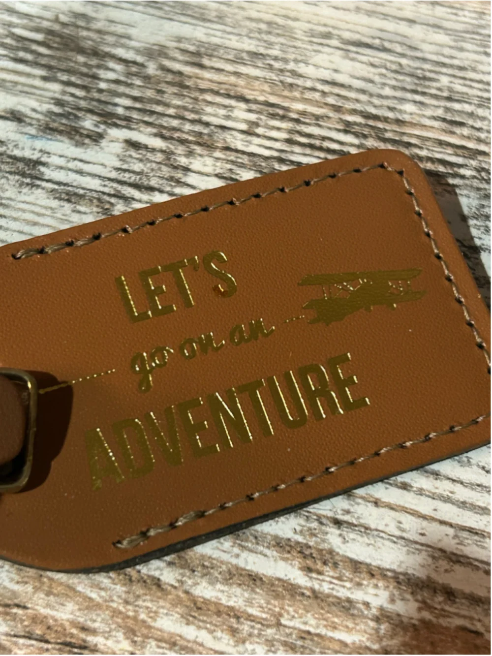 Unbranded Brown Gold Let's Go On An Adventure Luggage Tag One Size